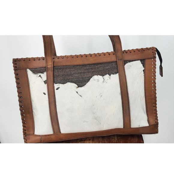 Gitano Urbano Collection Tote Purse Calf Hair Handmade Leather Brown - Picture 5 of 12